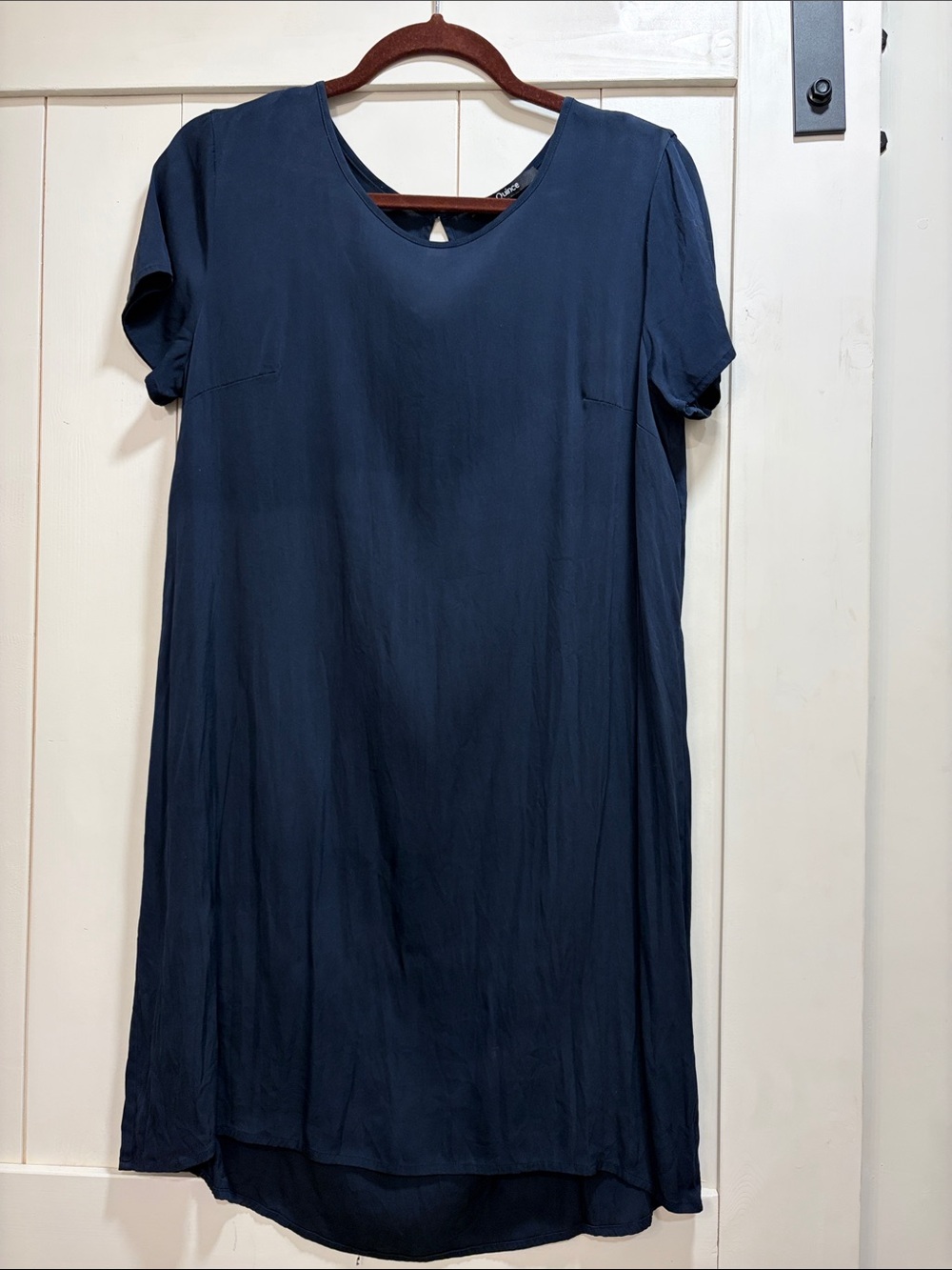 Quince Navy Blue Short Sleeve Slip Dress